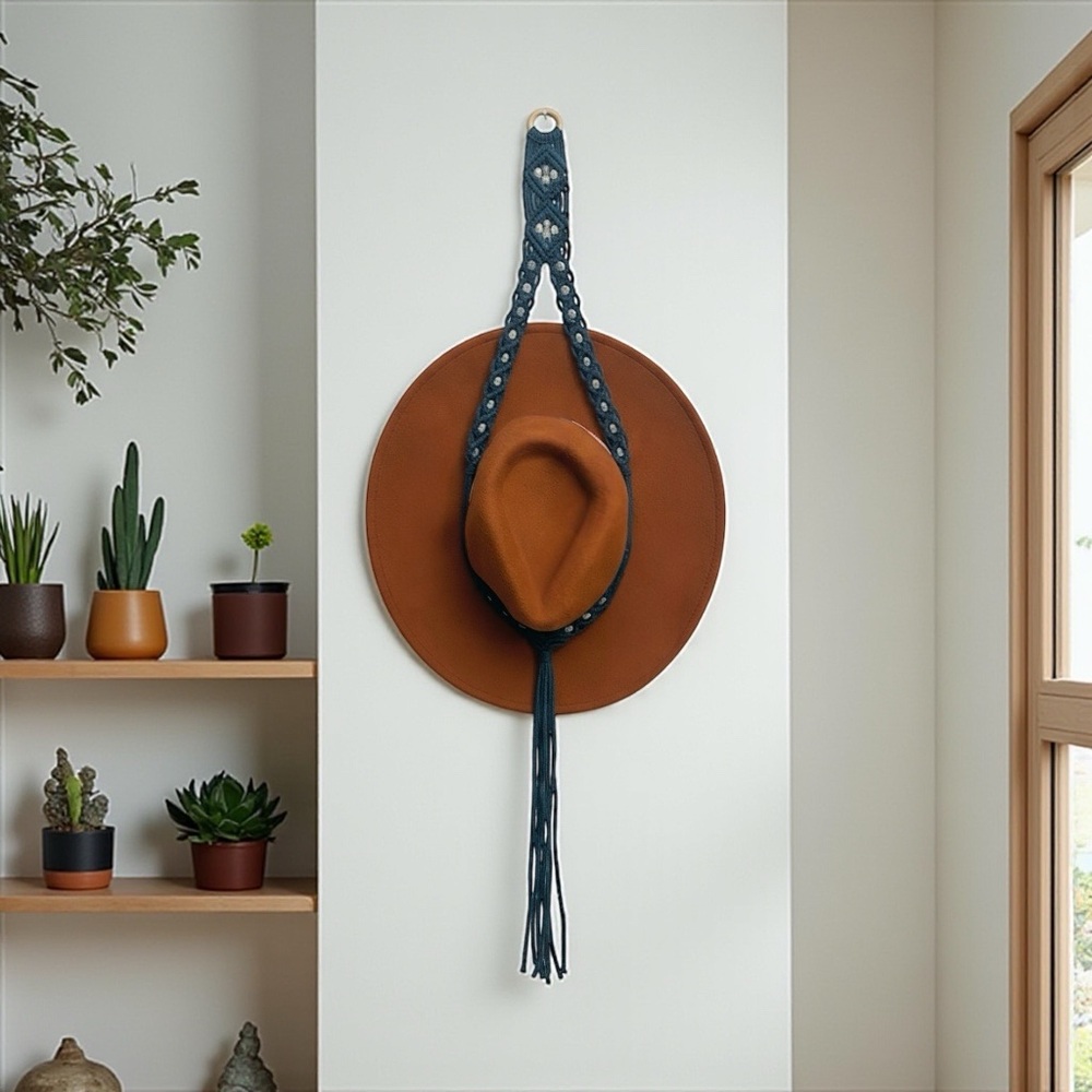 Elegant Handcrafted Blue Wall Hat Hanger
